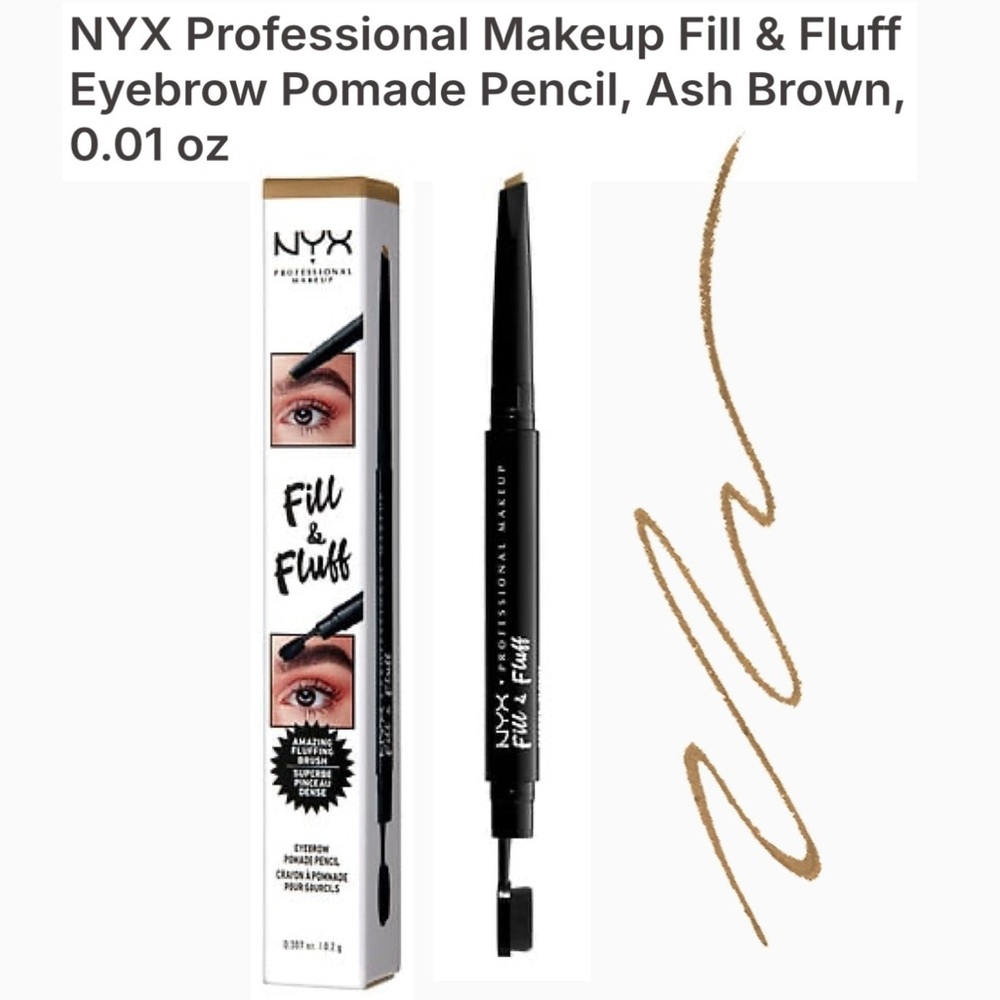 NYX Professional Makeup Fill & Fluff Eyebrow Pomade Pencil, Ash Brown, 0.01 oz